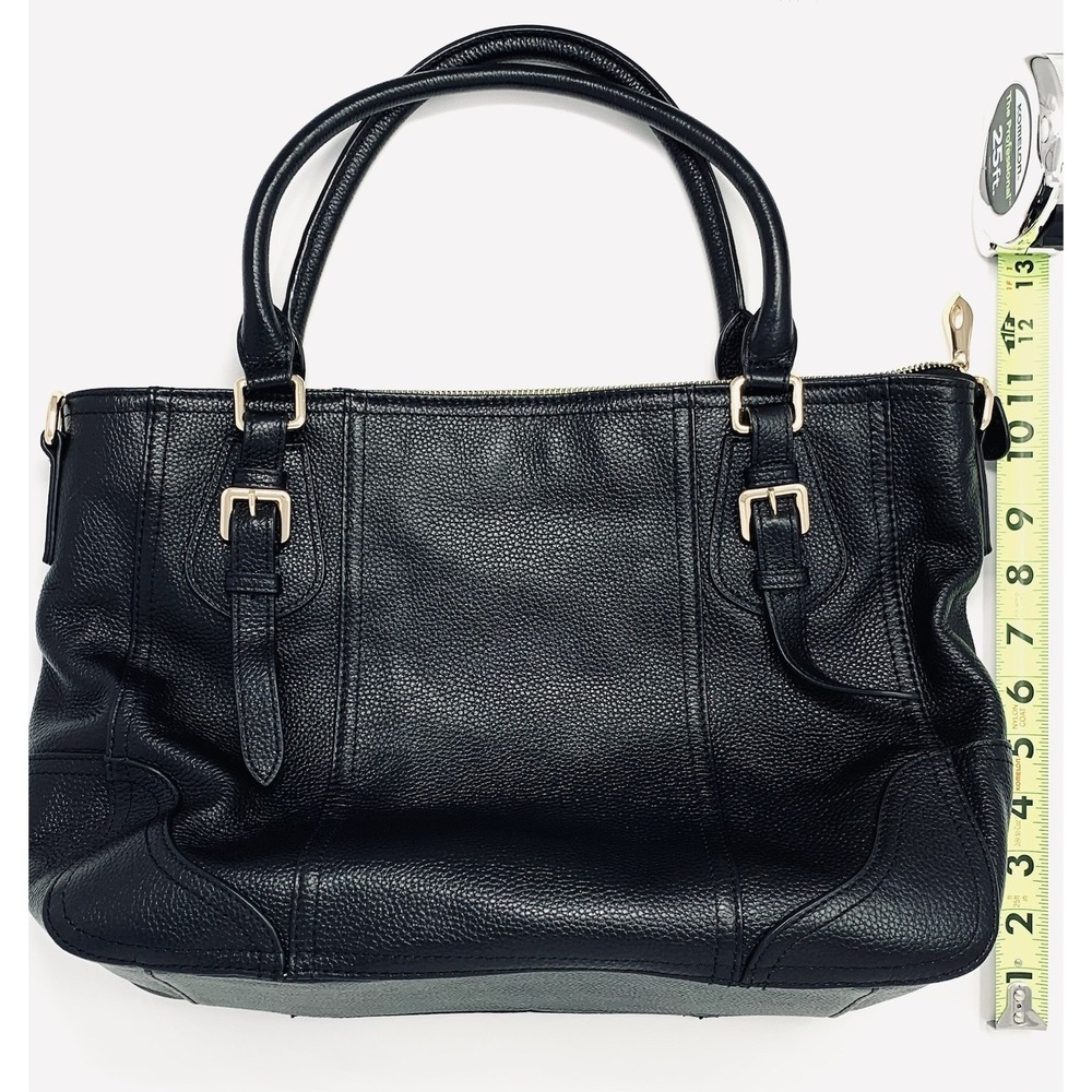 Kattee Black Pebbled Leather Handbag~ Silver Accents ~Beautiful Purse